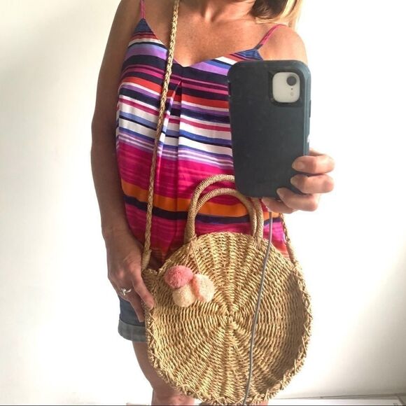 Boho Chic Woven Straw Circular Bag Crossbody - Picture 2 of 15